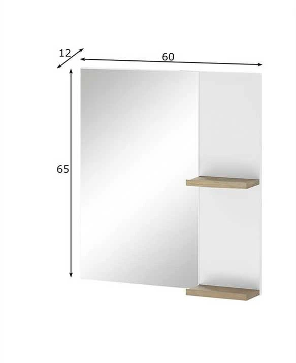 Veidrodis Solid, 60 x 12 x 65 cm, baltas blizgesys