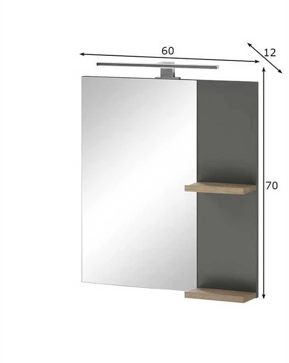 Veidrodis Solid, 60 x 12 x 70 cm, antracitas
