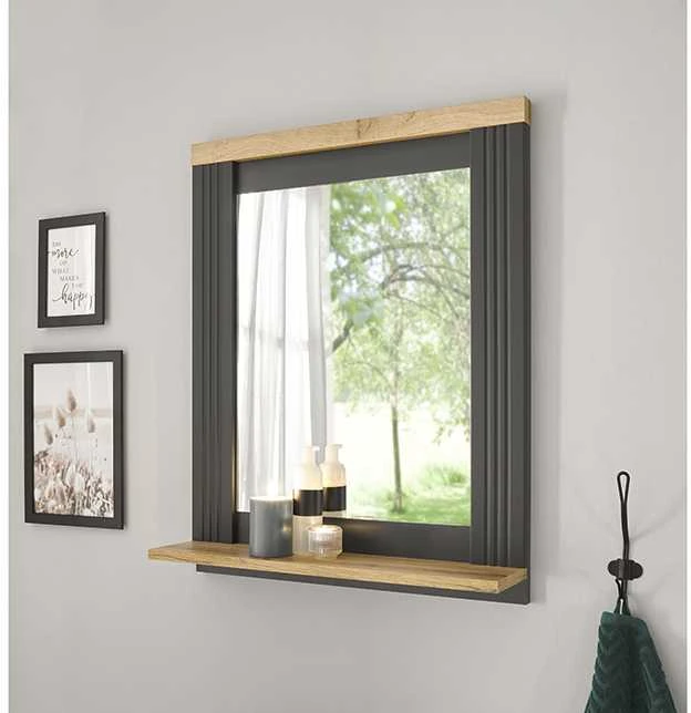 Veidrodis Westminster, 60 x 15 x 75 cm, tamsiai pilka / ąžuolas