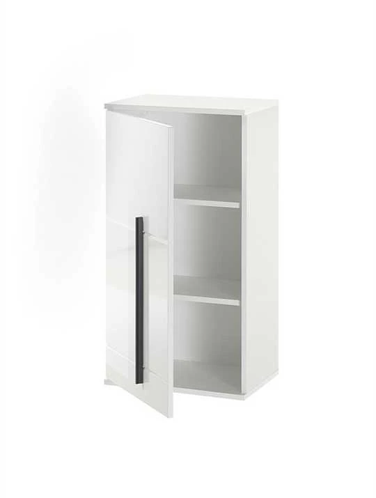 Viršutinė vonios spintelė Cantara, 45 x 30 x 85 cm, baltas blizgesys