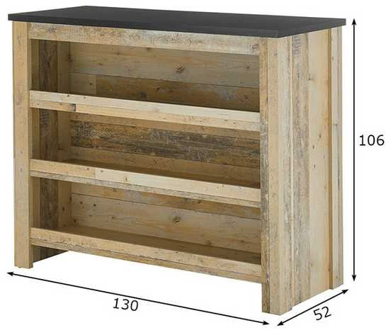 Virtuvės spintelė Sherwood, 130 x 52 x 106 cm, ruda / pilka