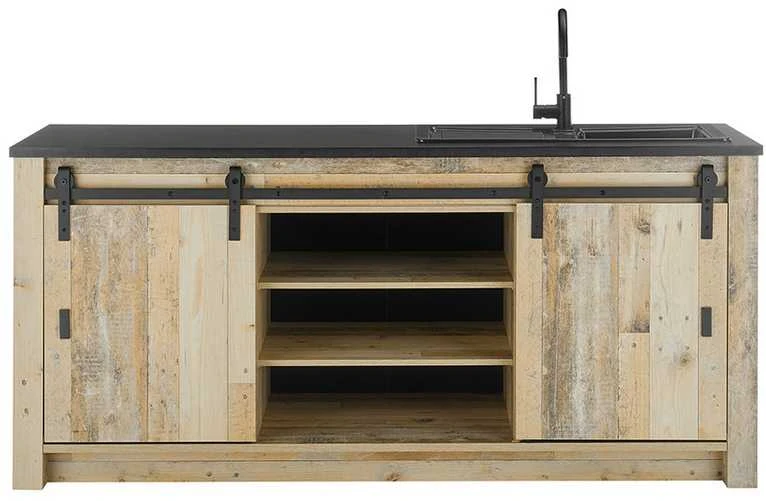 Virtuvės spintelė Sherwood, 201 x 64 x 93 cm cm, ruda / pilka