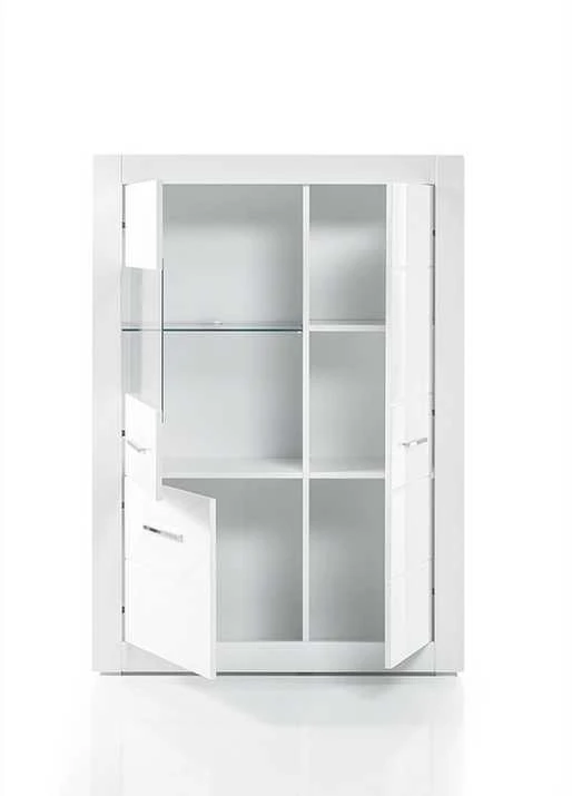 Vitrininė spintelė Bianco, 100 x 35 x 142 cm, baltas blizgesys