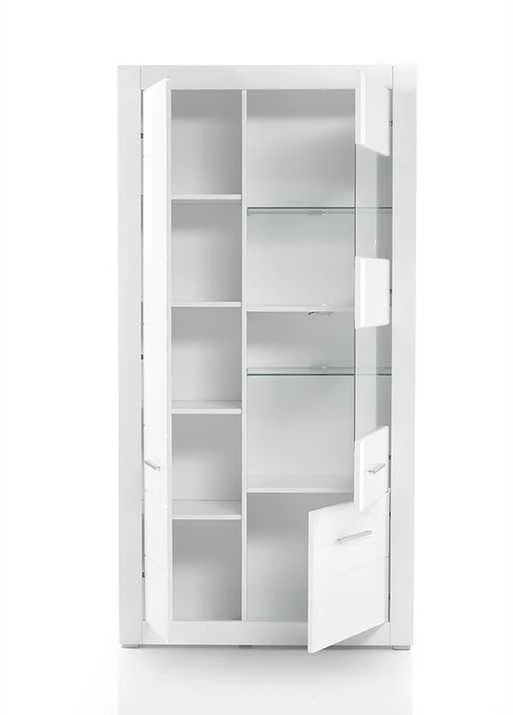 Vitrininė spintelė Bianco, 100 x 35 x 198 cm, baltas blizgesys