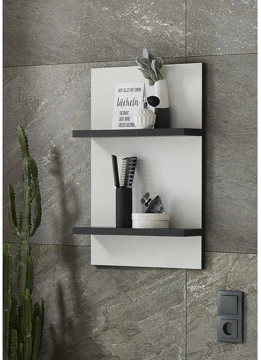 Vonios lentyna Cantara, 40 x 12 x 62 cm, balta / juoda
