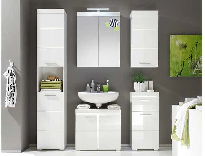 Trendteam Vonios spintelė Amanda, 37 x 31 x 79 cm, balta blizgi / balta
