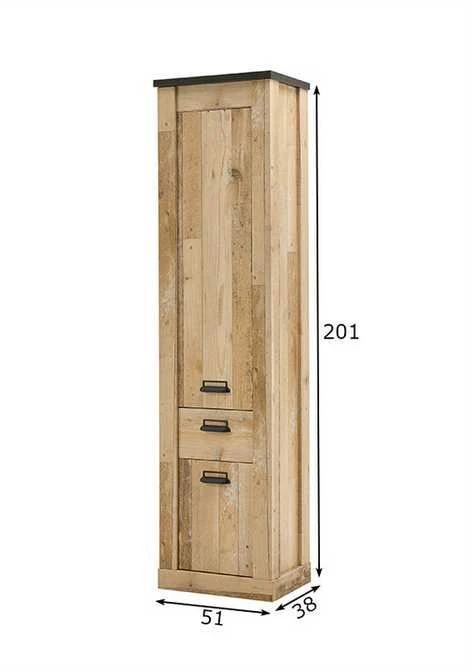 Spintelė Sherwood, 93 x 38 x 201 cm, ruda / pilka