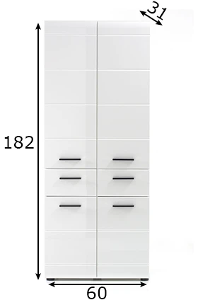 Vonios spintelė Skin, 60 x 31 x 182 cm, baltas blizgesys