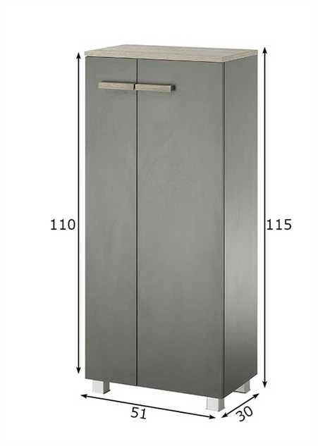Vonios spintelė Solid, 51 x 30 x 115 cm, antracitas