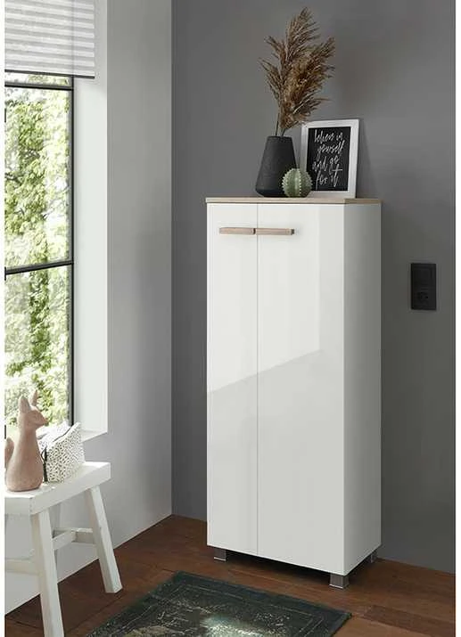 Vonios spintelė Solid, 51 x 30 x 115 cm, baltas blizgesys