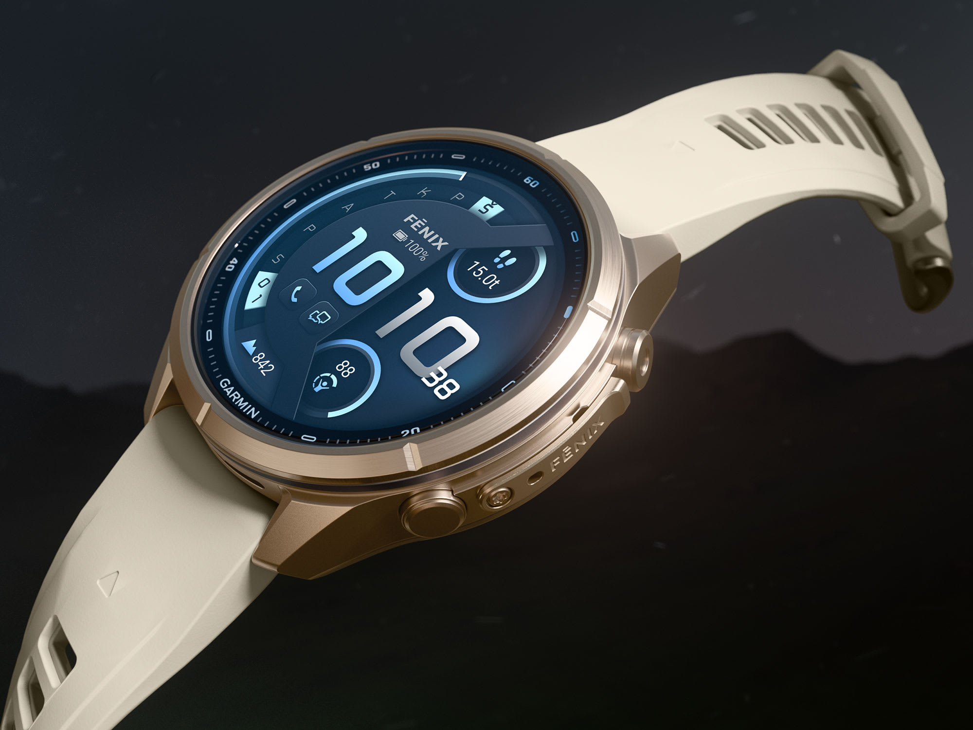 Išmanusis laikrodis Garmin fēnix® 9 Pro – 43mm, Titanas su rūko pilkos / tamsios smiltainio spalvos silikoniniu dirželiu | 010-04335-86 aprašymas - Prekės nuotrauka
