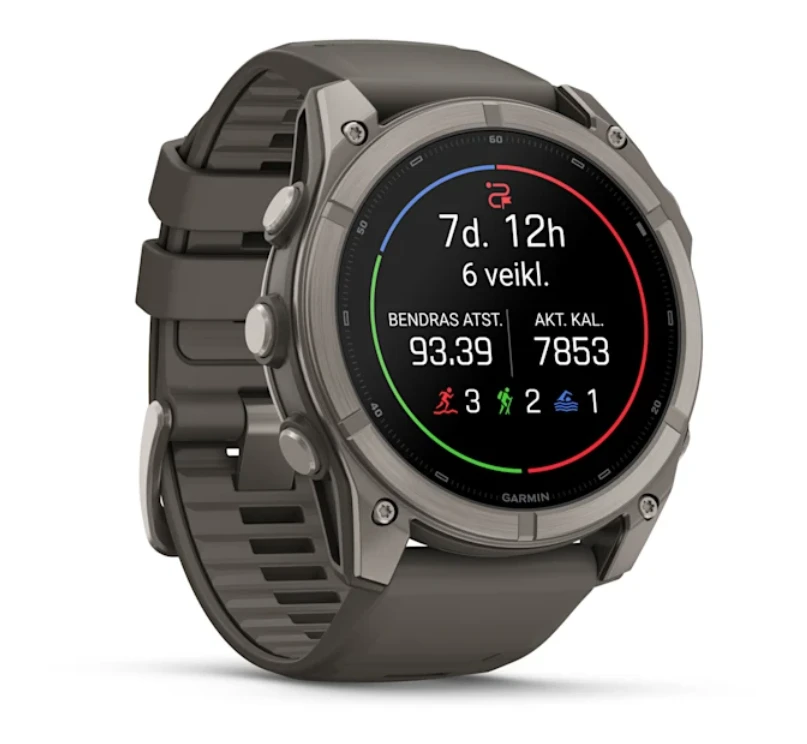 Išmanusis laikrodis Garmin fēnix® 9 – 51mm, Titanas su akmenėlių pilkos spalvos silikoniniu dirželiu | 010-04763-01
