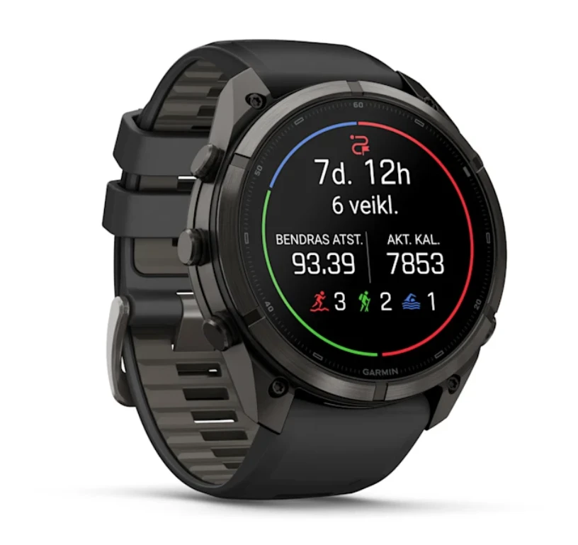 Išmanusis laikrodis Garmin fēnix® 9 Pro – 51mm, Pilkos anglies spalvos DLC titanas su juodos / akmenėlių pilkos spalvos silikoniniu dirželiu | 010-04337-16