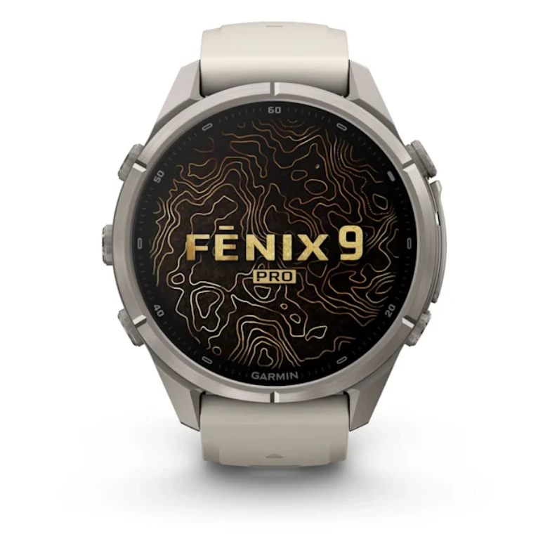 Išmanusis laikrodis Garmin fēnix® 9 Pro – 43mm, Titanas su rūko pilkos / tamsios smiltainio spalvos silikoniniu dirželiu | 010-04335-86