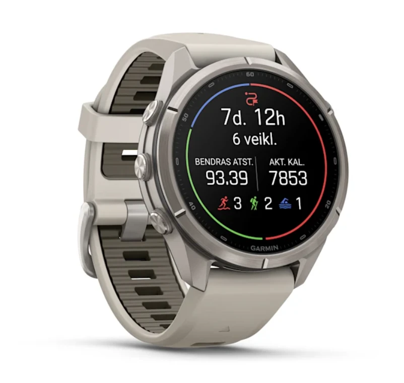 Išmanusis laikrodis Garmin fēnix® 9 Pro – 43mm, Titanas su rūko pilkos / tamsios smiltainio spalvos silikoniniu dirželiu | 010-04335-86
