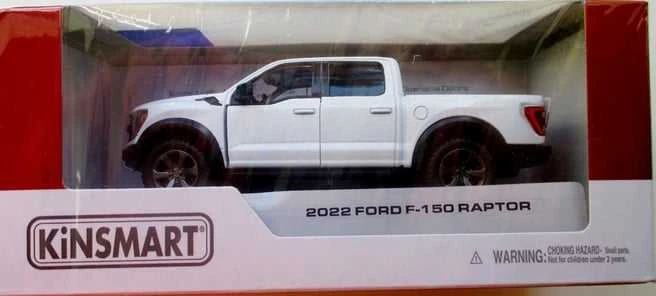 KiNSMART automobilis, 2022 Ford F-150 Raptor, baltas