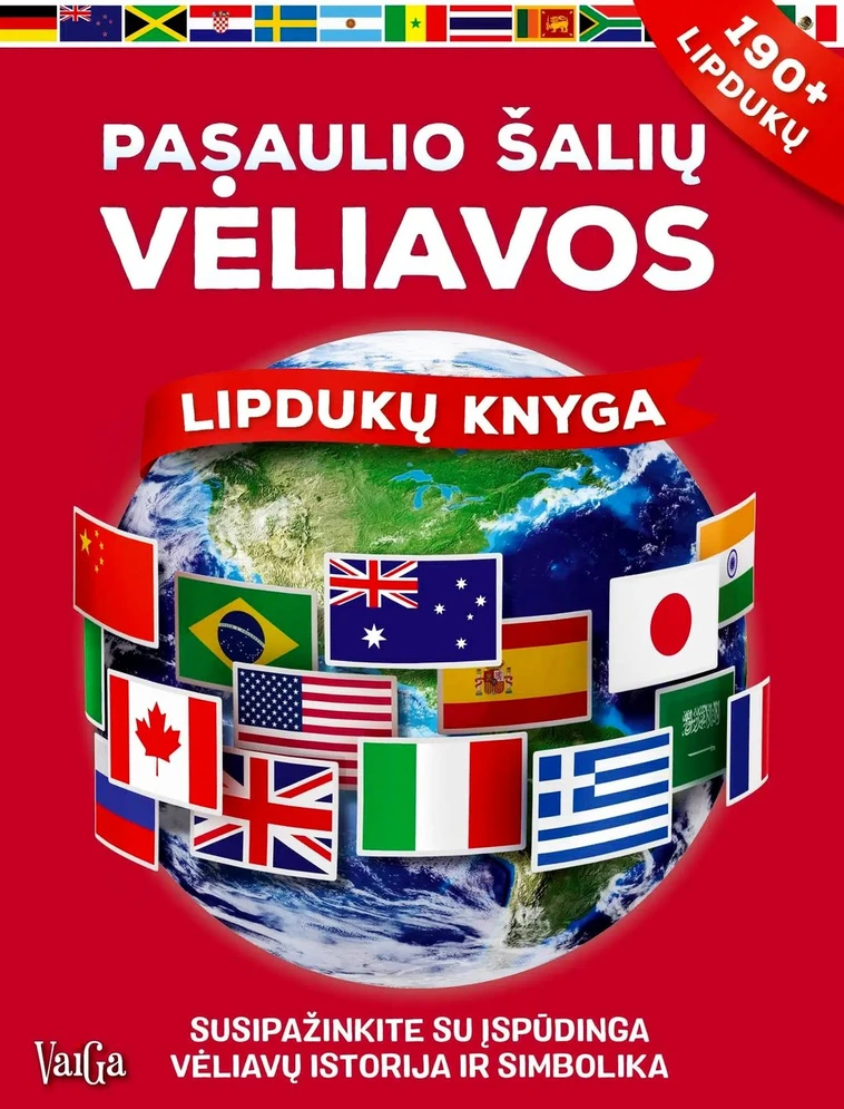 Pasaulio šalių vėliavos. Lipdukų knyga