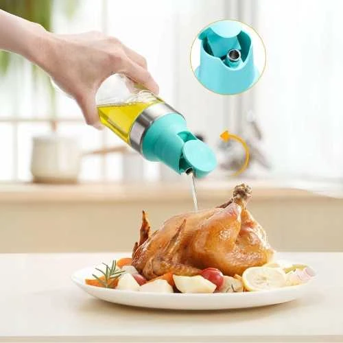 Winder Home Aliejaus dozatorius 500 ml – stiklinis virtuvės įrankis skystiems prieskoniams, mėtų spalvos
