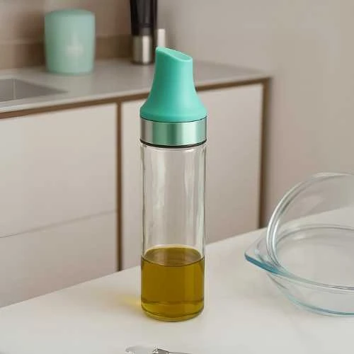 Winder Home Aliejaus dozatorius 500 ml – stiklinis virtuvės įrankis skystiems prieskoniams, mėtų spalvos