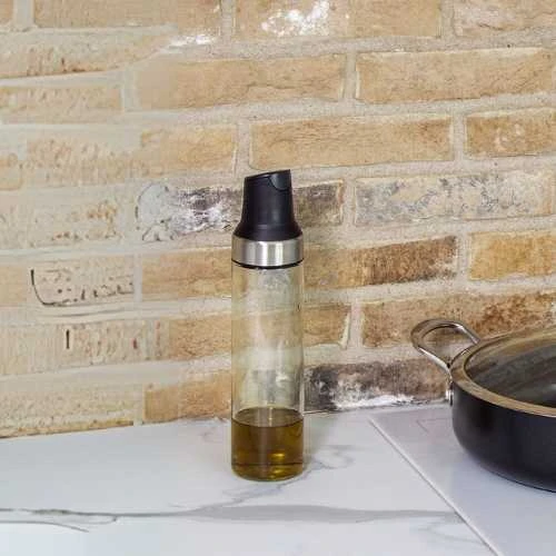 Winder Home Aliejaus dozatorius 500 ml – stiklinis virtuvės įrankis skystiems prieskoniams, juodos spalvos