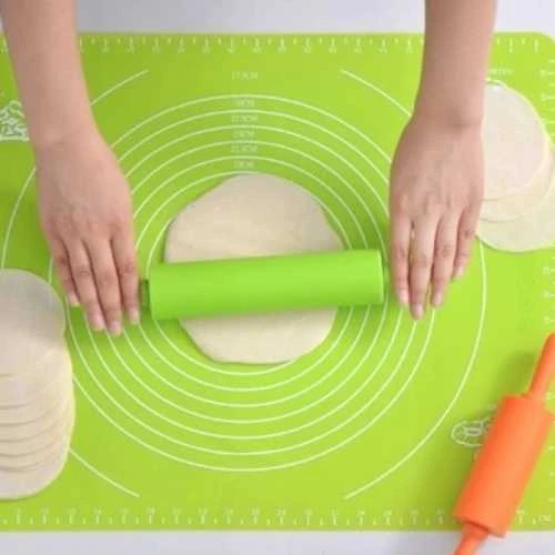 Winder Home Didelė silikoninė tešlos kočiojimo lenta XL – žalia, neslystanti, kepiniams ir tešlai
