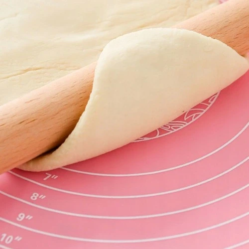 Winder Home Didelė silikoninė tešlos lenta XL – virtuvinis kilimėlis su matavimo skalėmis, rožinė