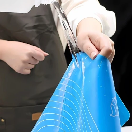Winder Home Didelė silikoninė tešlos lenta XL – virtuvinis kilimėlis su matavimo skalėmis, mėlyna