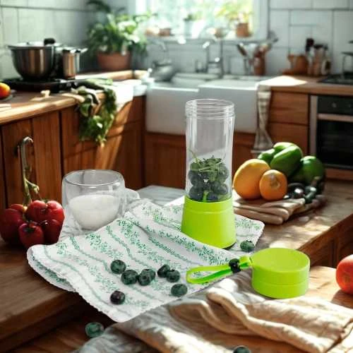 Winder Home Nešiojamas USB trintuvas 380 ml – elektrinis plaktuvas kokteiliams ir glotnučiams, žalias