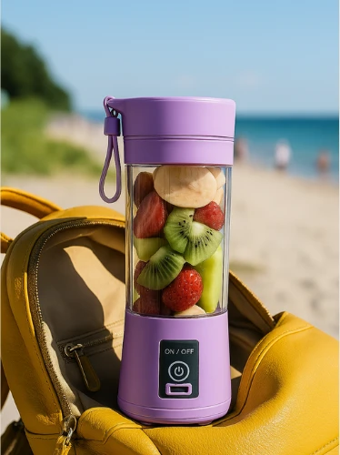 Winder Home Nešiojamas USB trintuvas 380 ml – elektrinis plaktuvas kokteiliams ir glotnučiams, violetinis
