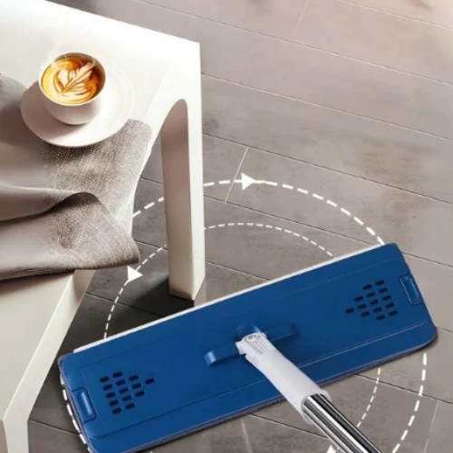Winder Home Plokščia šluota su dviem skyriais kibiru ir 3 mikropluošto šluostėmis – mėlyna ,37 cm