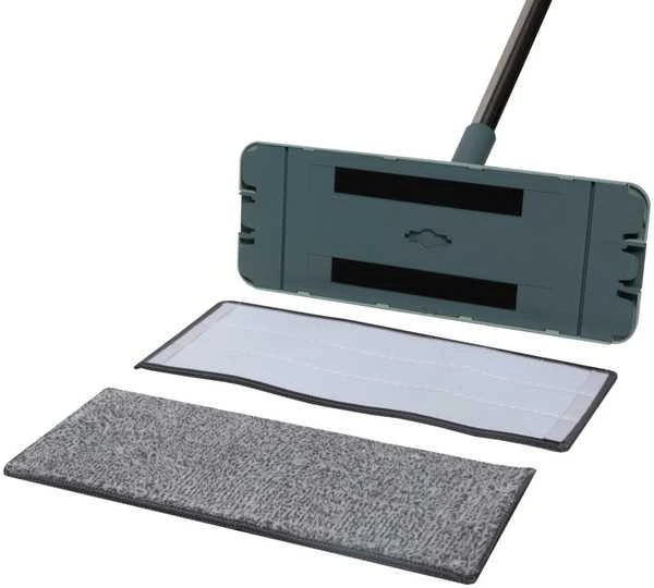 Winder Home Plokščia šluota su dviem skyriais kibiru ir 3 mikropluošto šluostėmis – mėtų spalvos 37 cm