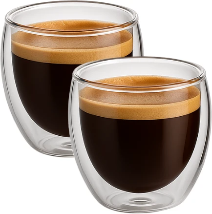 Winder Home Rinkinys: 2 borosilikatinės stiklinės po 250 ml + stūmoklinis kavinukas French Press 350 ml su bambukiniu dangteliu