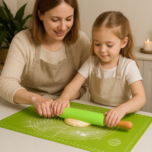 Winder Home Silikoninis tešlos kočėlas 30 cm – nelimpantis virtuvės įrankis, žalias