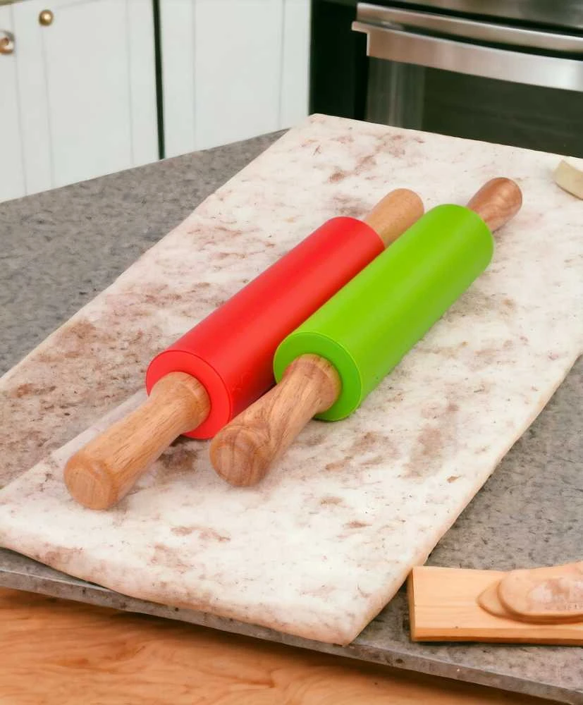 Winder Home Silikoninis tešlos kočėlas 38,5 cm – nelimpantis virtuvės įrankis, raudonas