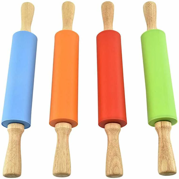 Winder Home Silikoninis tešlos kočėlas 38,5 cm – nelimpantis virtuvės įrankis, mėlynas