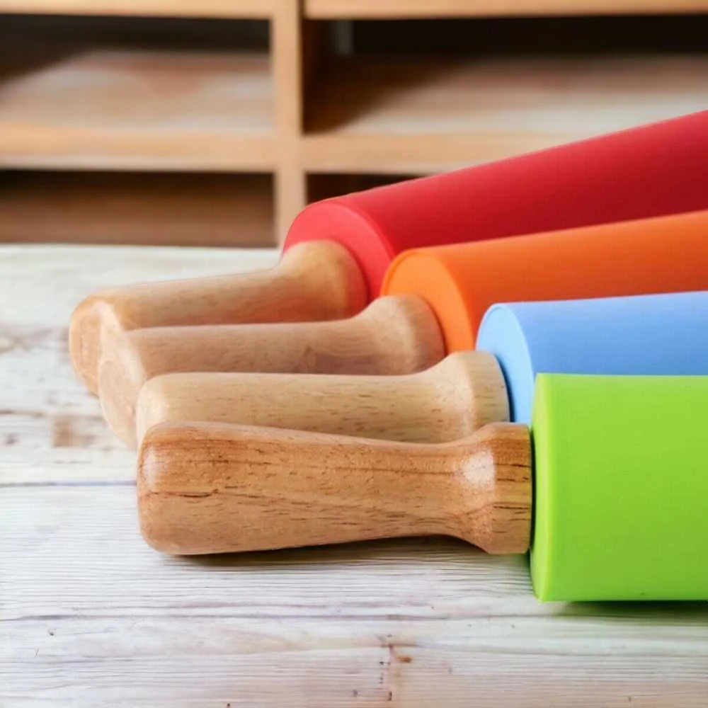 Winder Home Silikoninis tešlos kočėlas 38,5 cm – nelimpantis virtuvės įrankis, mėlynas
