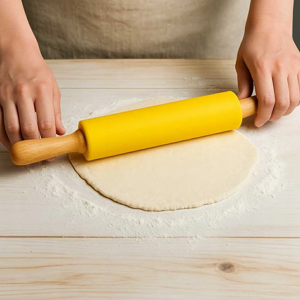 Winder Home Silikoninis tešlos kočėlas 43 cm – didelis, nelimpantis virtuvės įrankis, geltonas