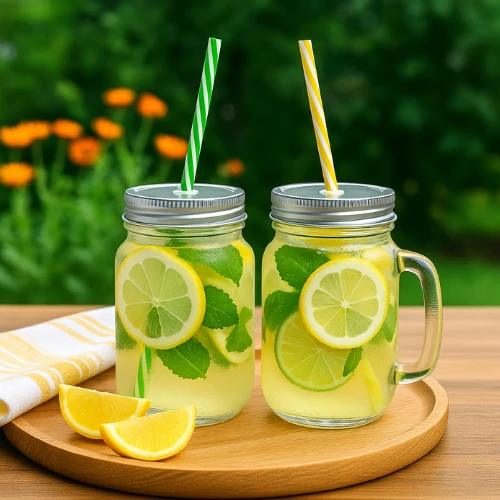 Winder Home Stiklinė su dangteliu ir šiaudeliu – 450 ml, 1 vnt., stiklinis indas gėrimams
