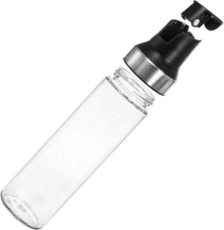Winder Home Stiklinis aliejaus butelis juodas, 500 ml – rinkinys 2 vnt. + silikoninis teptukas kepimui