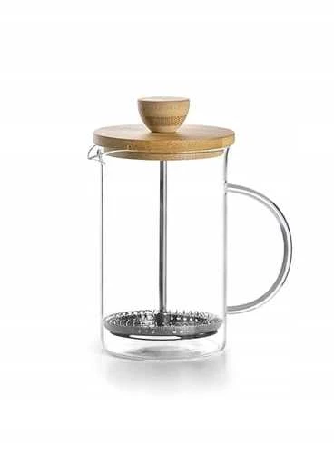Winder Home Stūmoklinis kavos ir arbatos kavinukas su bambukiniu dangteliu – French Press indas, 600 ml talpa