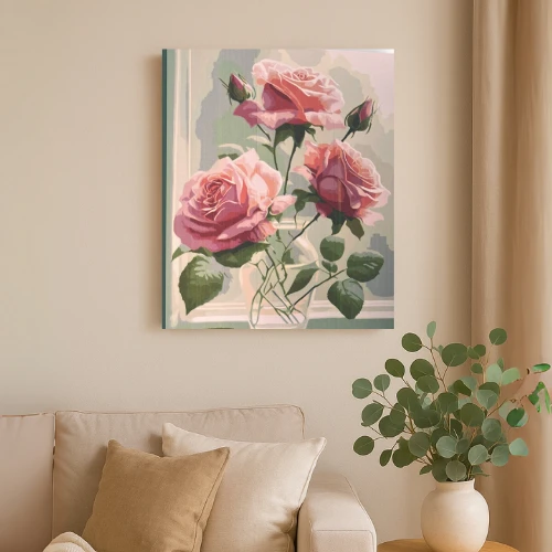 Winder Home Tapyba pagal skaičius – paveikslas, dažai, teptukai, rinkinys „Rožės“, 40×50 cm