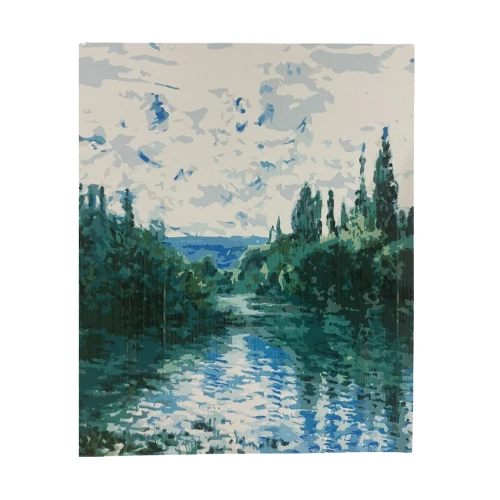 Winder Home Tapyba pagal skaičius – paveikslas, dažai, teptukai, rinkinys „Miškas prie ežero“, 40×50 cm