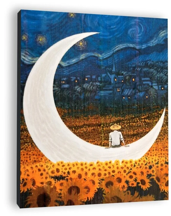 Winder Home Tapyba pagal skaičius – paveikslas, dažai, teptukai, rinkinys „Mėnulis ir žmogus“, 40×50 cm