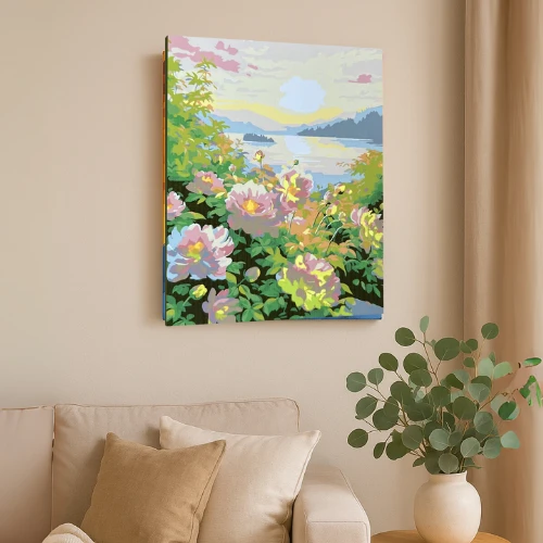 Winder Home Tapyba pagal skaičius – paveikslas, dažai, teptukai, rinkinys „Dalių krūmas“, 40×50 cm