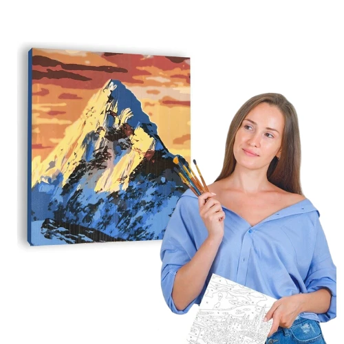 Winder Home Tapyba pagal skaičius – paveikslas, dažai, teptukai, rinkinys „Kalnai“, 40×50 cm