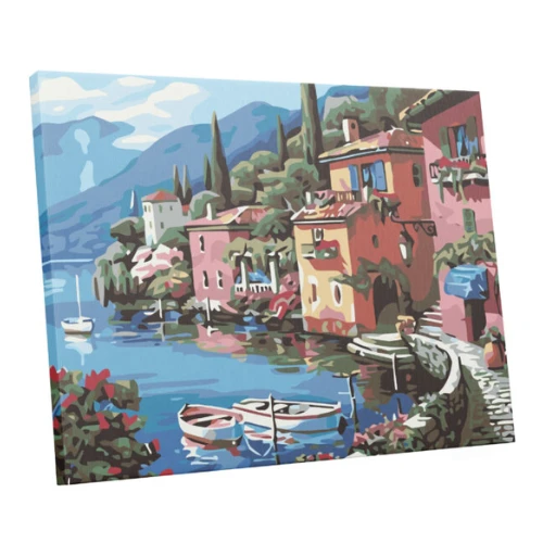 Winder Home Tapyba pagal skaičius – paveikslas, dažai, teptukai, rinkinys „Miestas prie vandens“, 40×50 cm