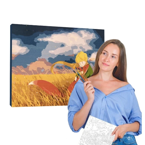 Winder Home Tapyba pagal skaičius – paveikslas, dažai, teptukai, rinkinys „Mažasis princas“, 40×50 cm