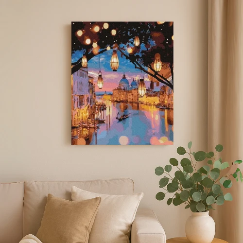 Winder Home Tapyba pagal skaičius – paveikslas, dažai, teptukai, rinkinys „Venecija naktį“, 40×50 cm