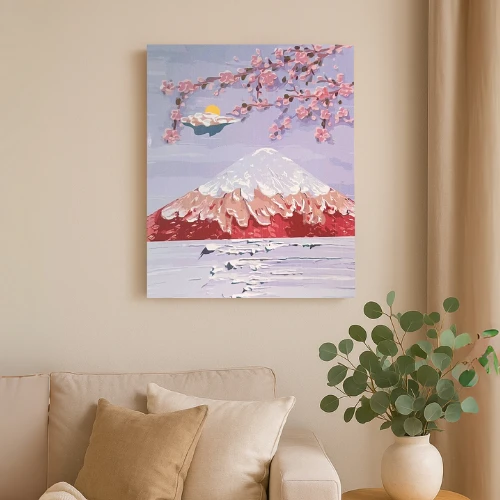 Winder Home Tapyba pagal skaičius – paveikslas, dažai, teptukai, rinkinys „Fudžijama“, 40×50 cm