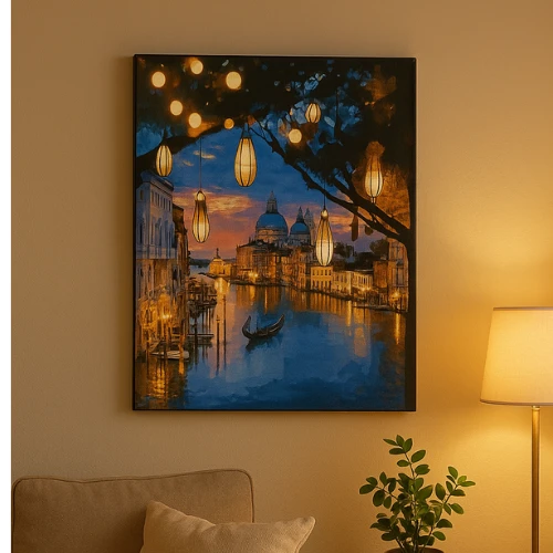 Winder Home Tapyba pagal skaičius – paveikslas, dažai, teptukai, rinkinys „Venecija naktį“, 40×50 cm